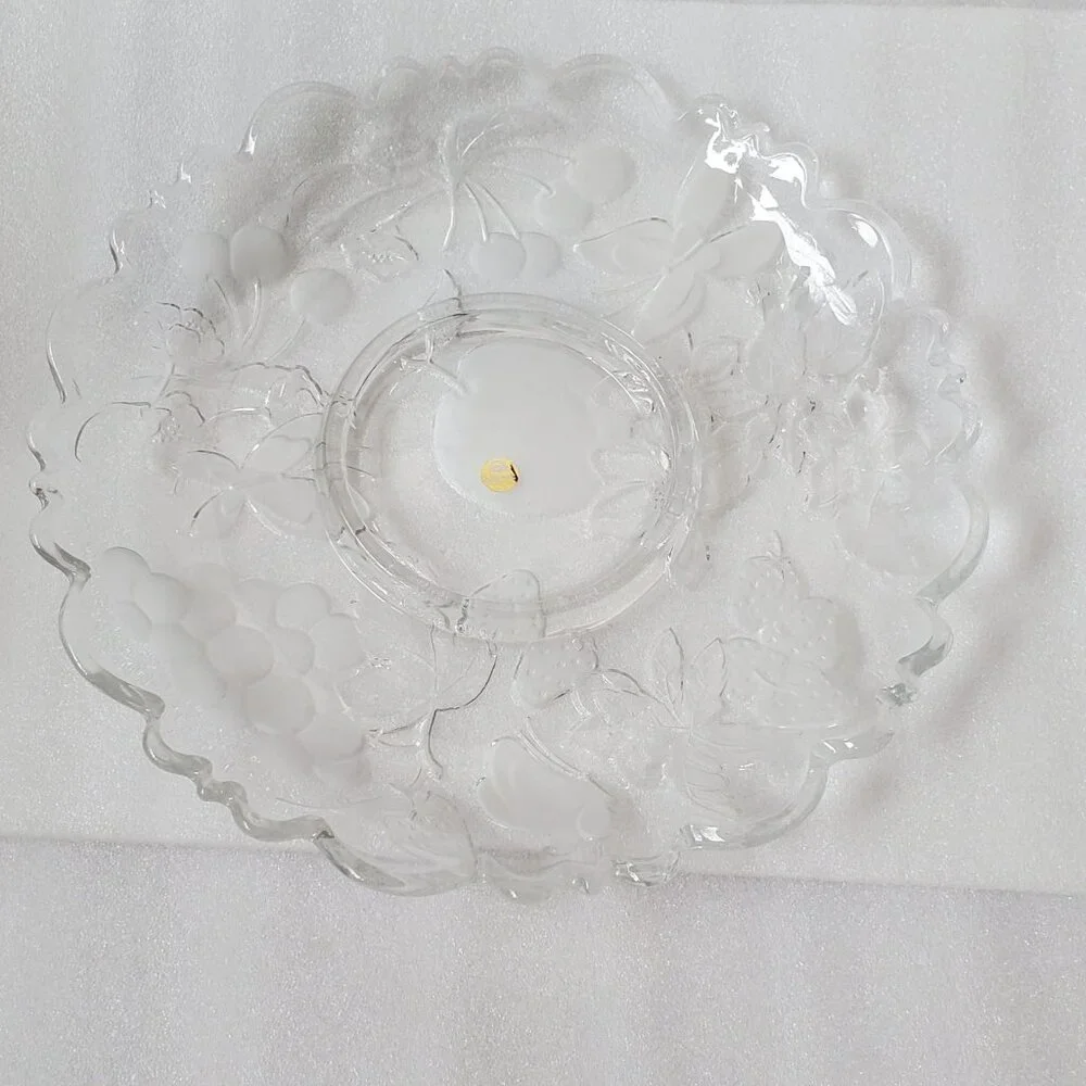 Heavy Japanese Aderia Glass Crystal Serving Plate - Picture 6 of 9